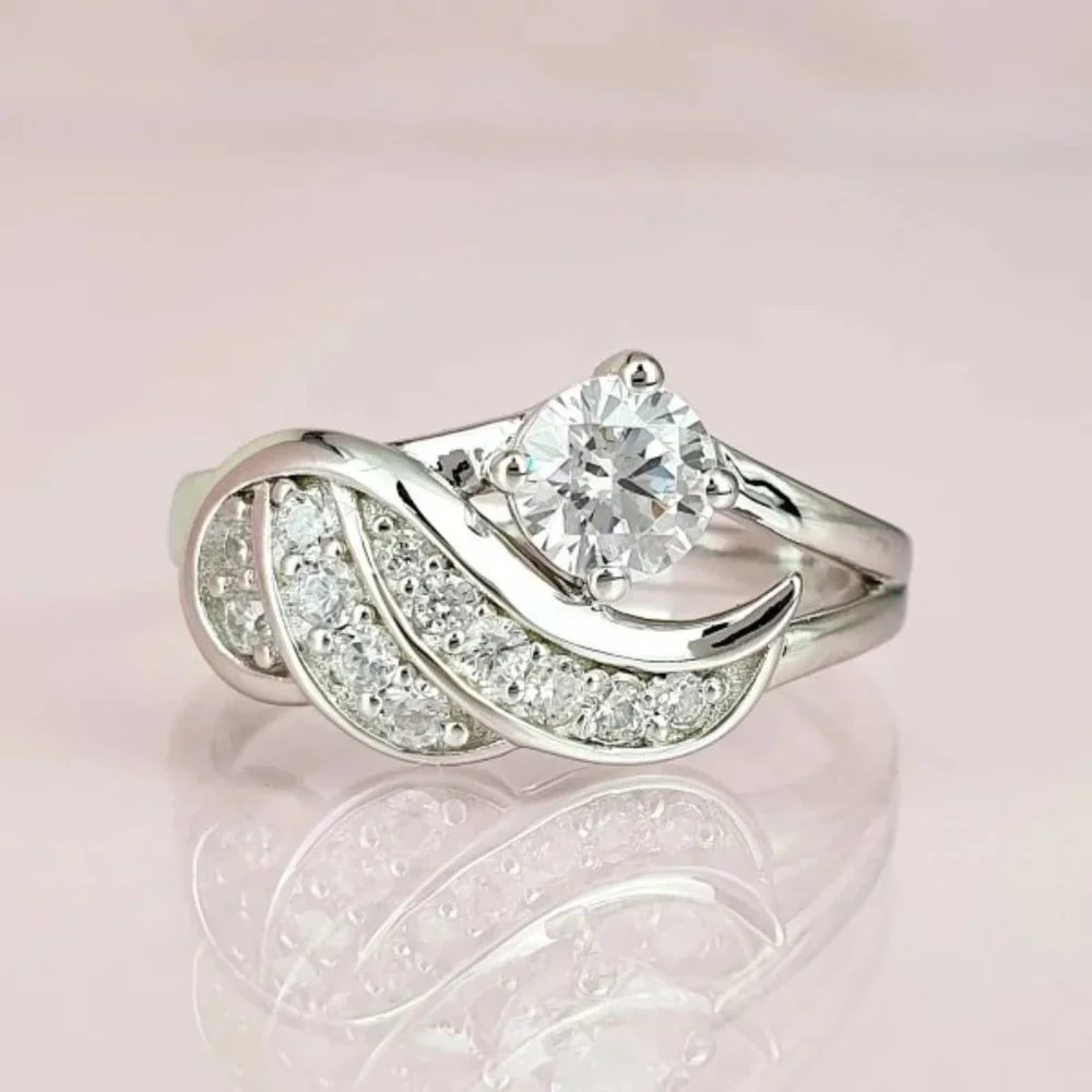 Lovely Zircon Full Filled Romantic Angel Wings Wedding Ring for Women, PD336 - Picture 4 of 7